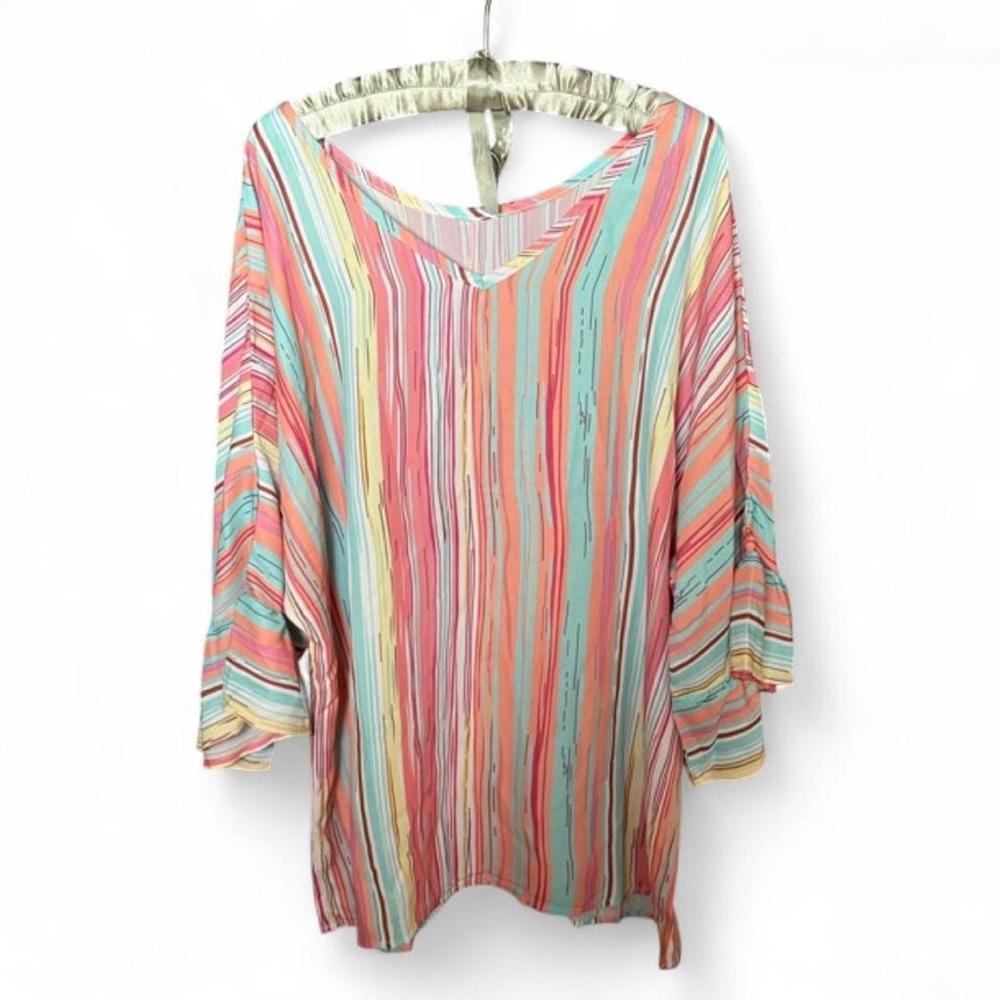 Pastel Striped V-neck Top